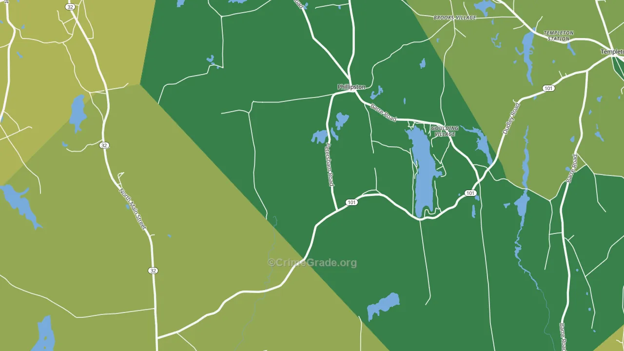 Phillipston, MA Map of Robbery Rates