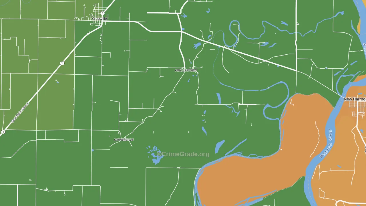 Phillipstown, IL Map of Robbery Rates
