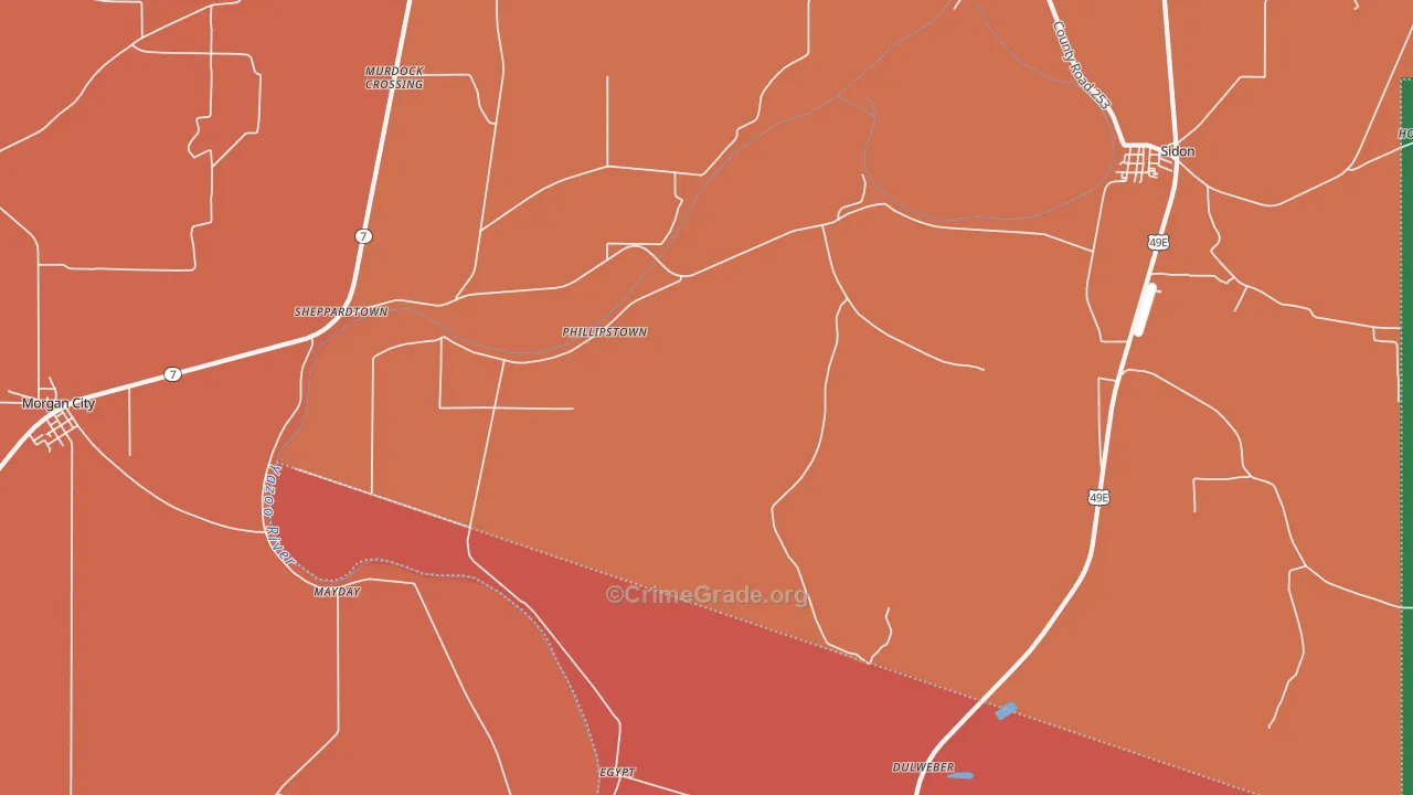 Phillipstown, MS Map of Robbery Rates