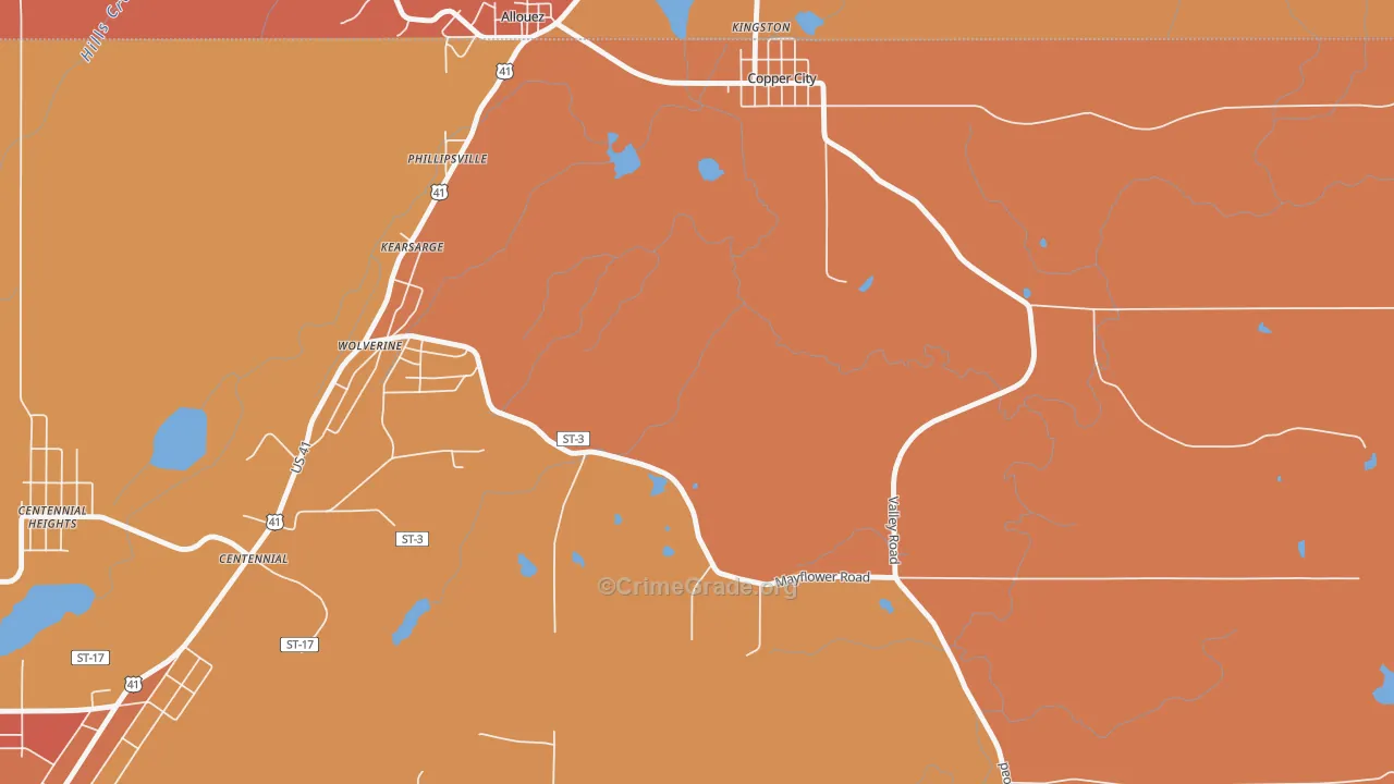 Phillipsville, MI Map of Robbery Rates
