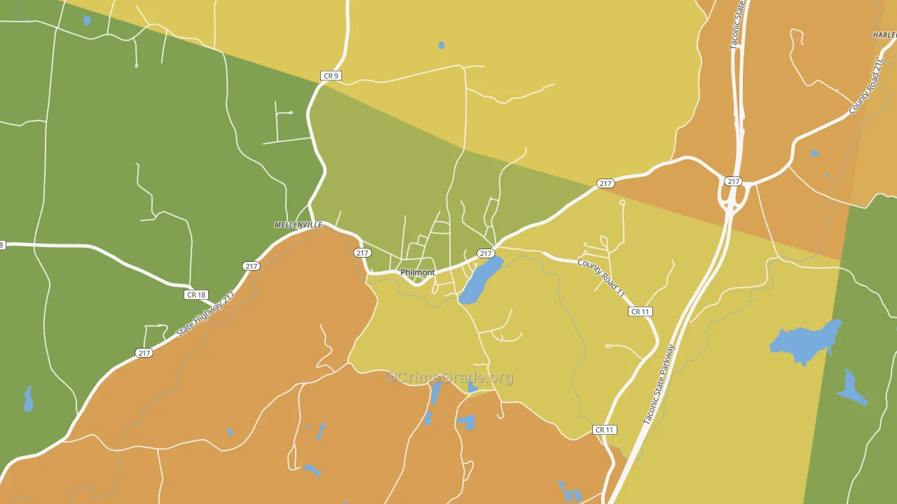 Philmont, NY Map of Robbery Rates