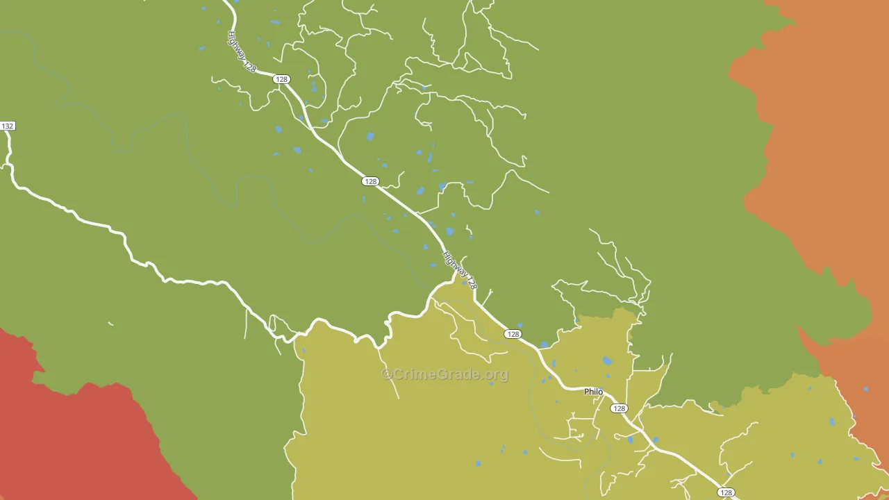Philo, CA Map of Robbery Rates