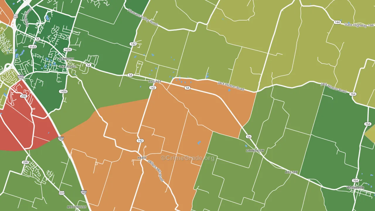 Philpot, KY Map of Robbery Rates