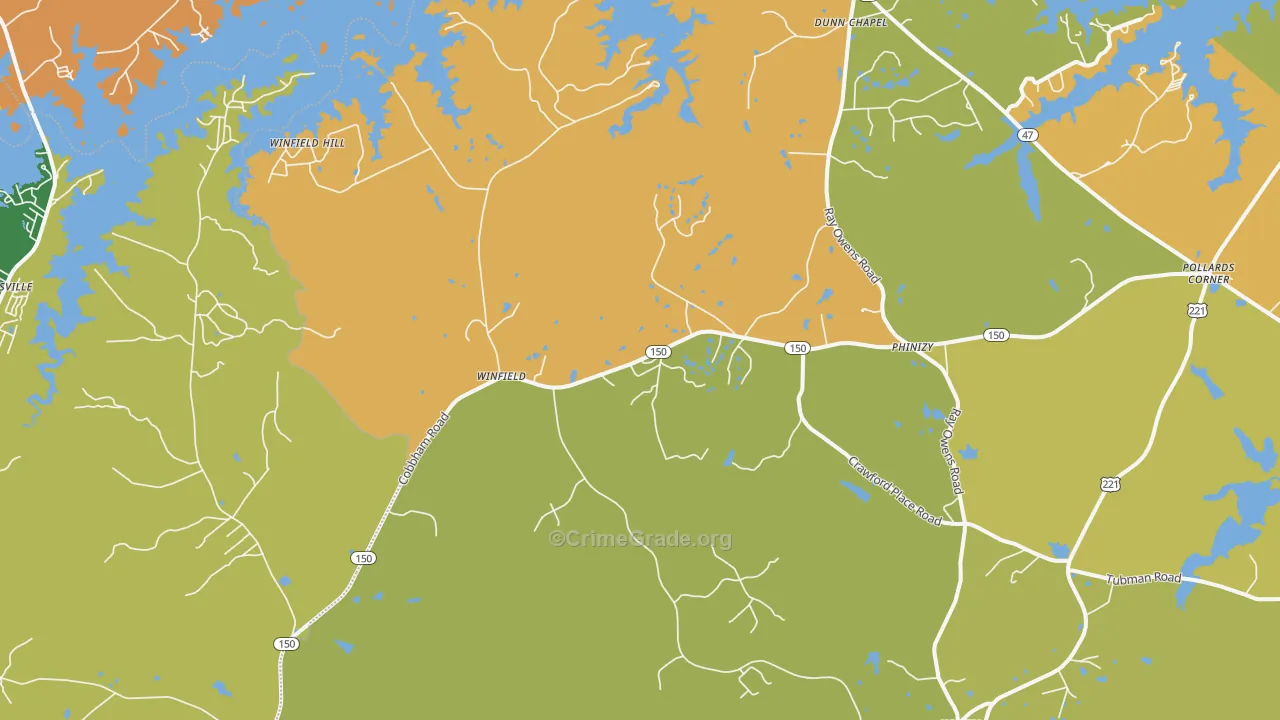 Phinizy, GA Map of Robbery Rates