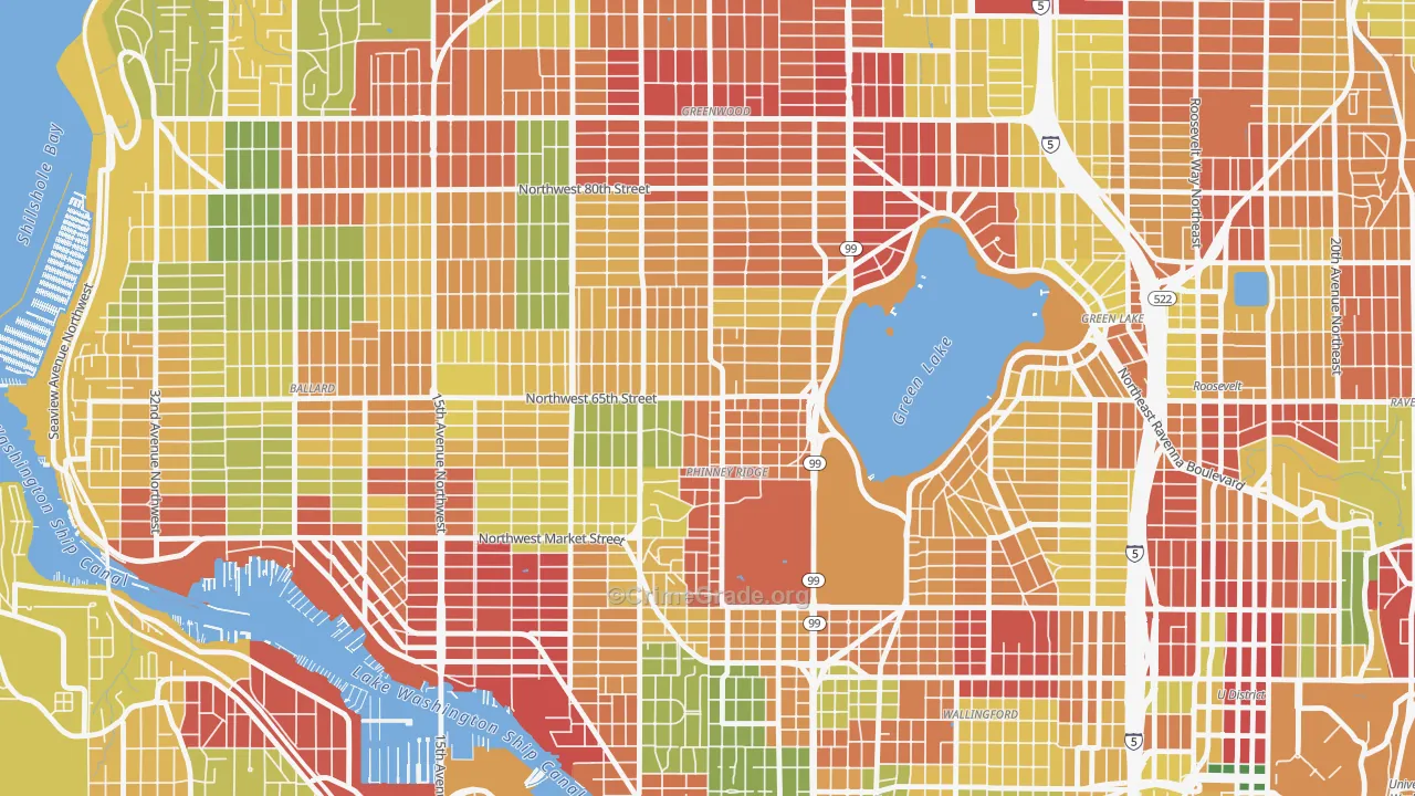 Phinney Ridge, Seattle, WA Map of Robbery Rates