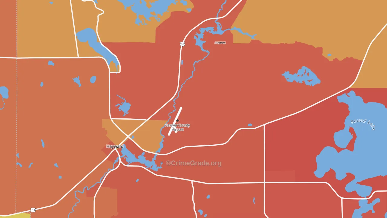 Phipps, WI Map of Robbery Rates