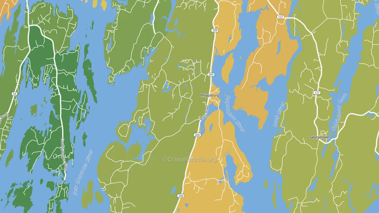 Phippsburg, ME Map of Robbery Rates
