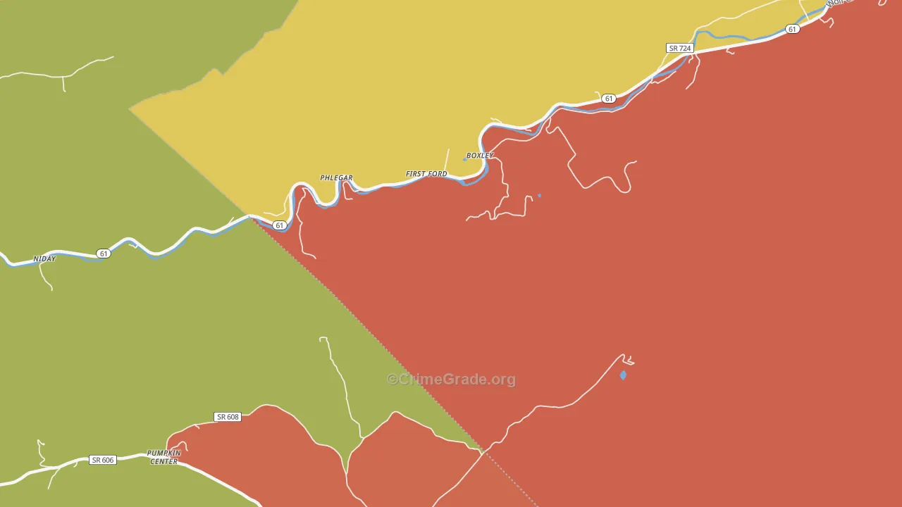 Phlegar, VA Map of Robbery Rates