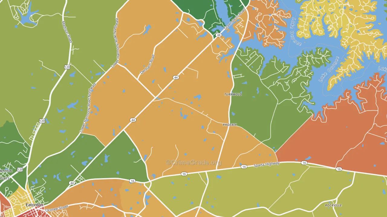 Phoenix, GA Map of Robbery Rates