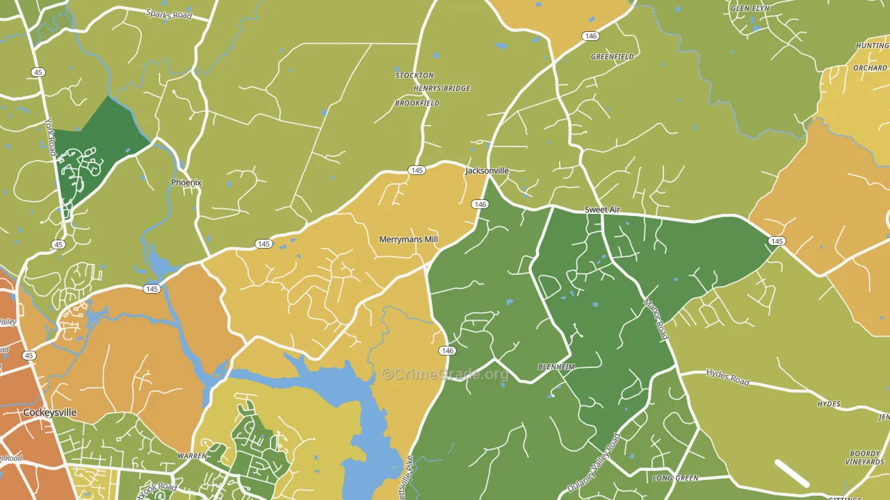 Phoenix, MD Map of Robbery Rates