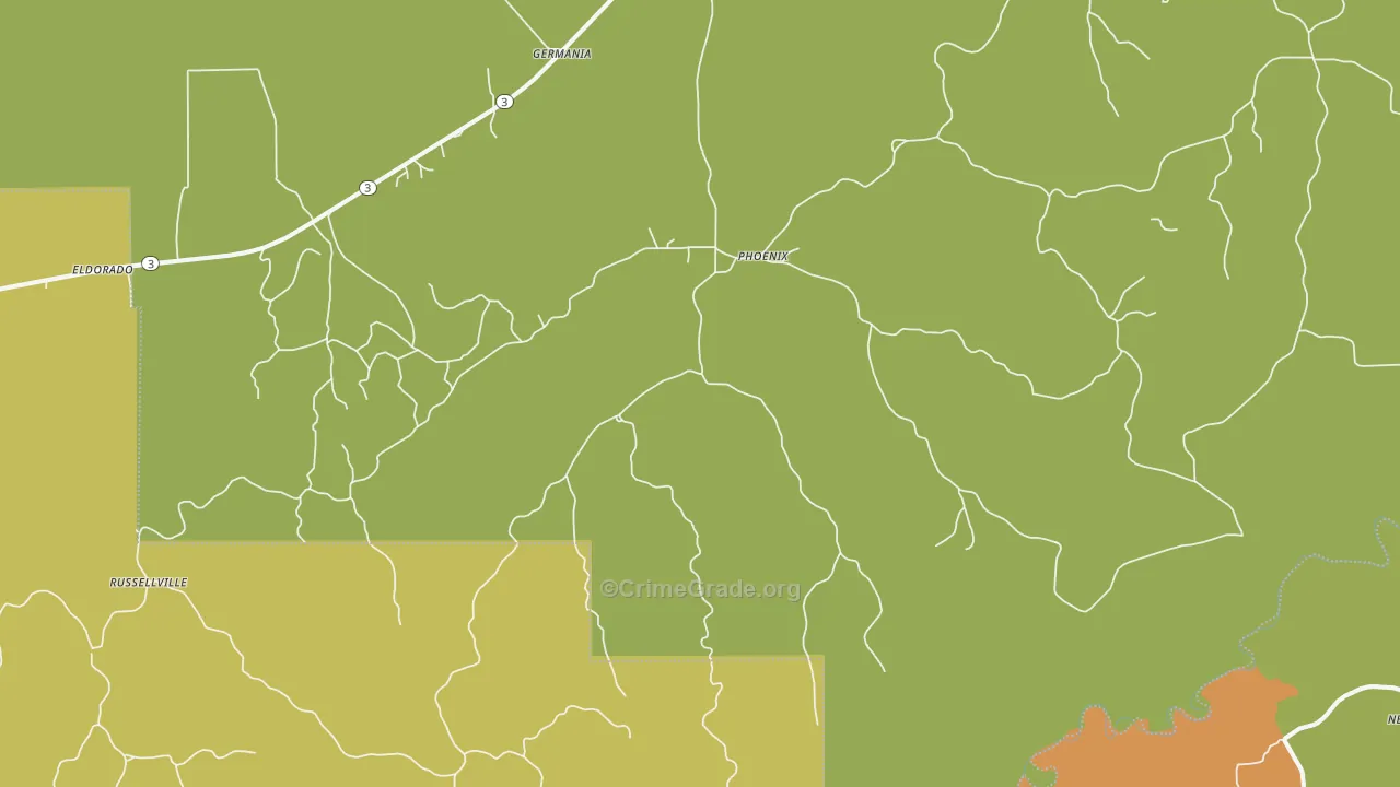 Phoenix, MS Map of Robbery Rates
