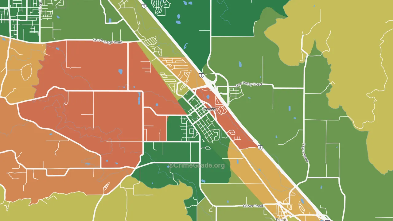 Phoenix, OR Map of Robbery Rates