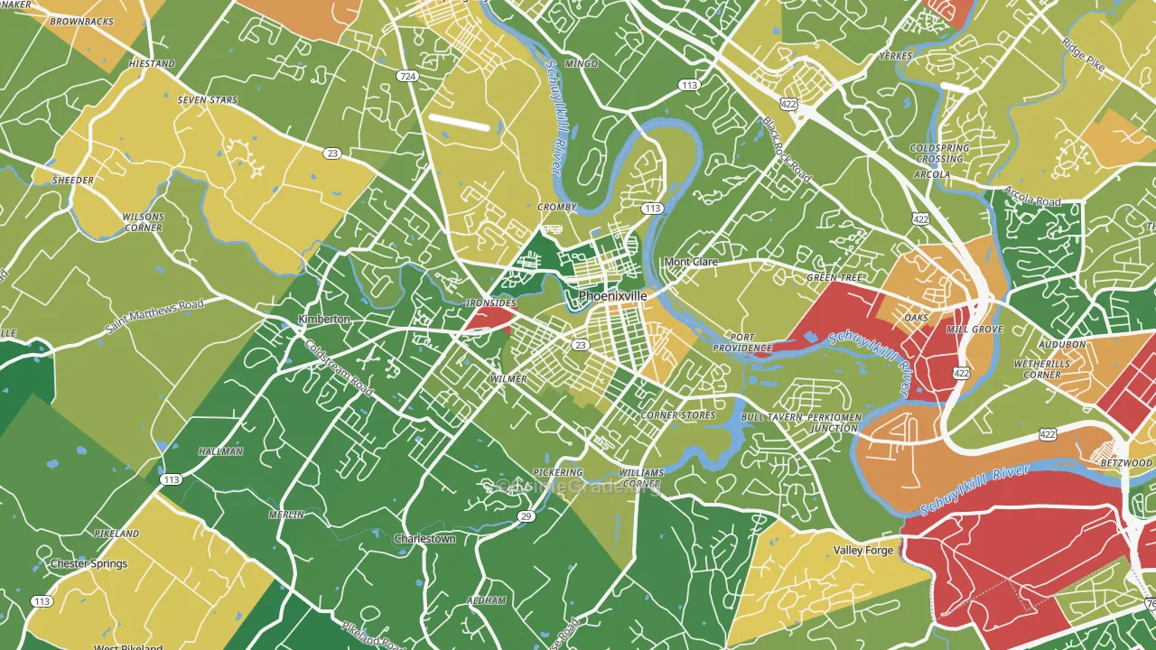Phoenixville, PA Map of Robbery Rates