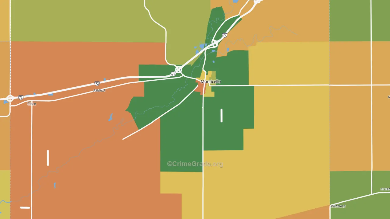 Piatt County, IL Map of Robbery Rates