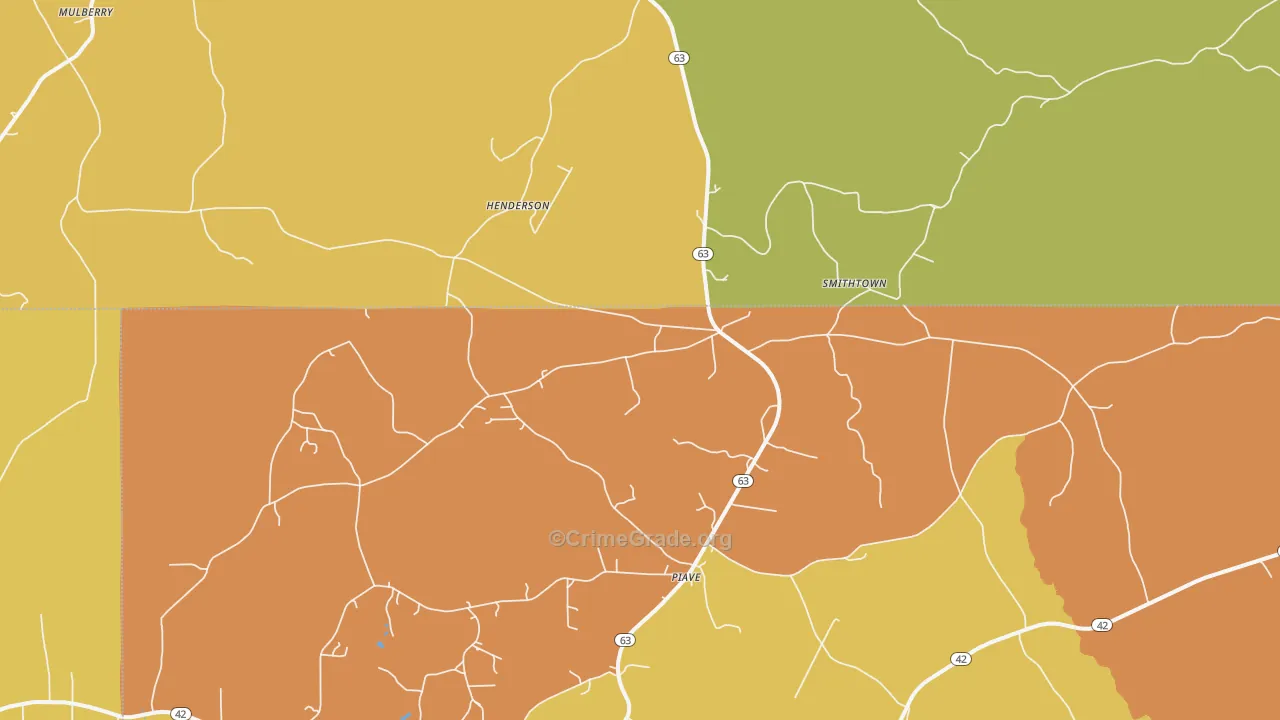 Piave, MS Map of Robbery Rates
