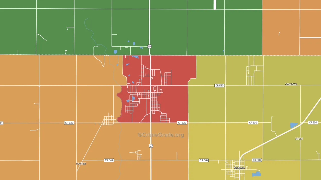 Picher, OK Map of Robbery Rates