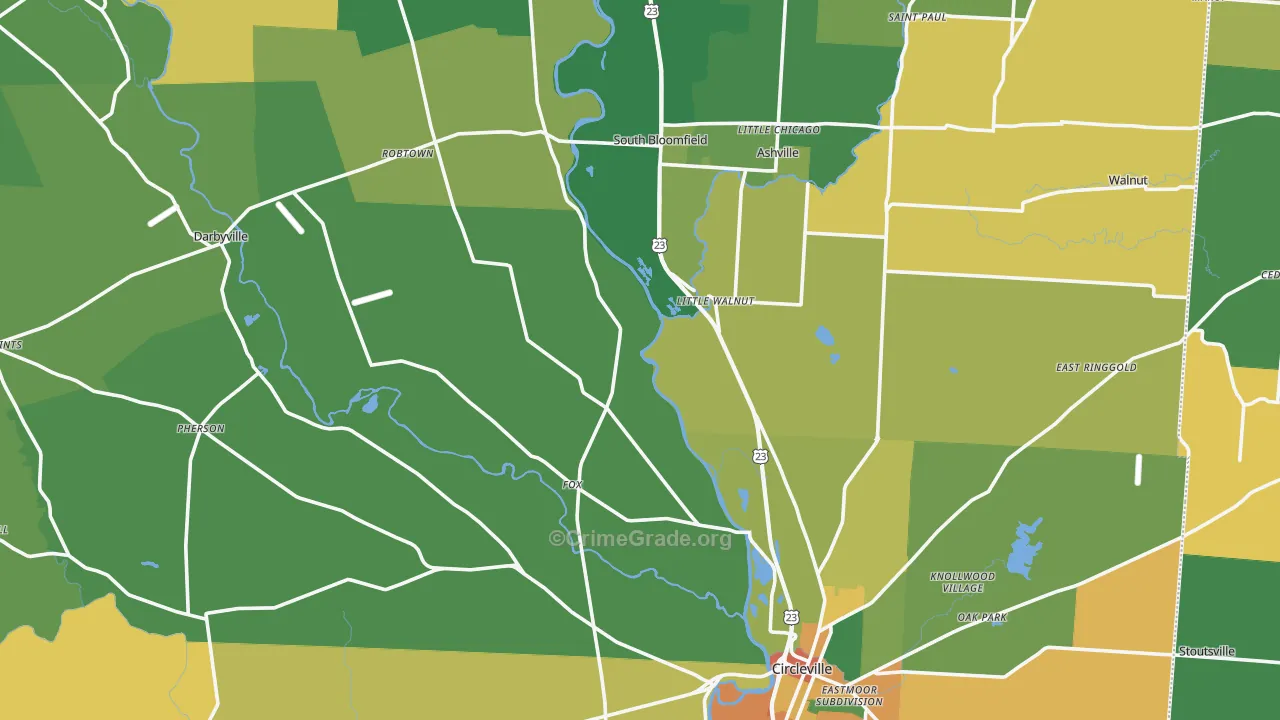 Pickaway County, OH Map of Robbery Rates