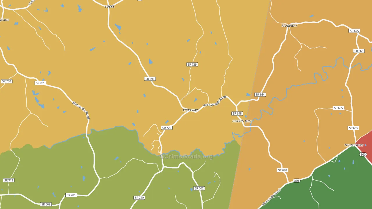 Pickaway, VA Map of Robbery Rates