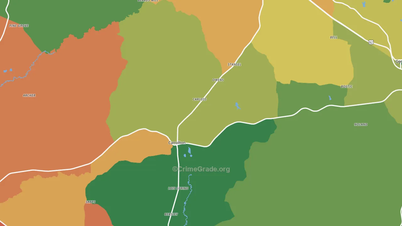 Pickens County, AL Map of Robbery Rates