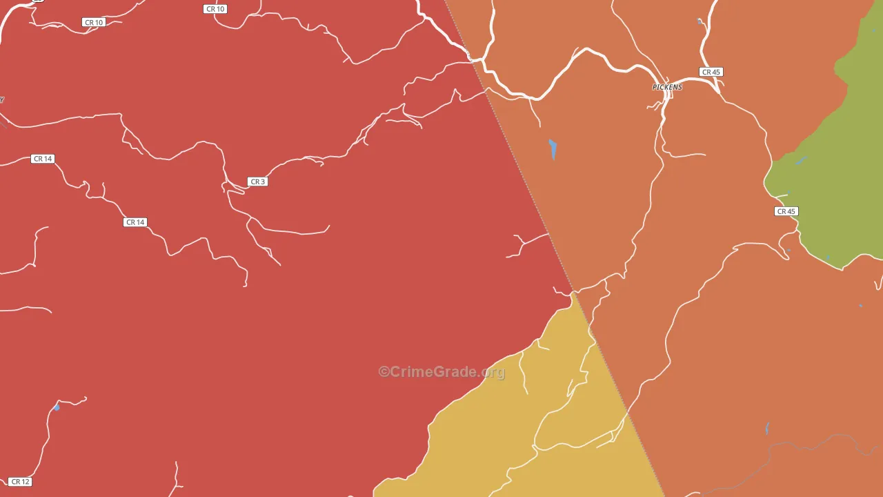 Pickens, WV Map of Robbery Rates