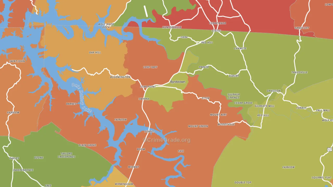 Pickett County, TN Map of Robbery Rates