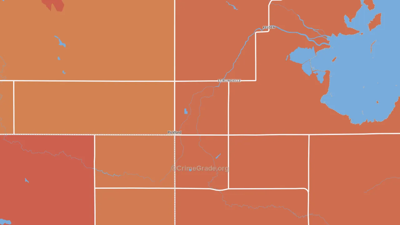 Pickford, MI Map of Robbery Rates