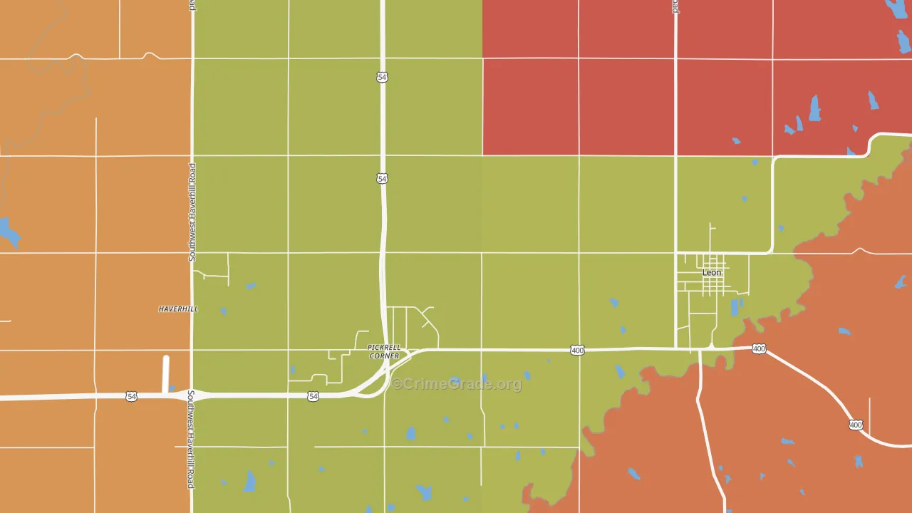 Pickrell Corner, KS Map of Robbery Rates