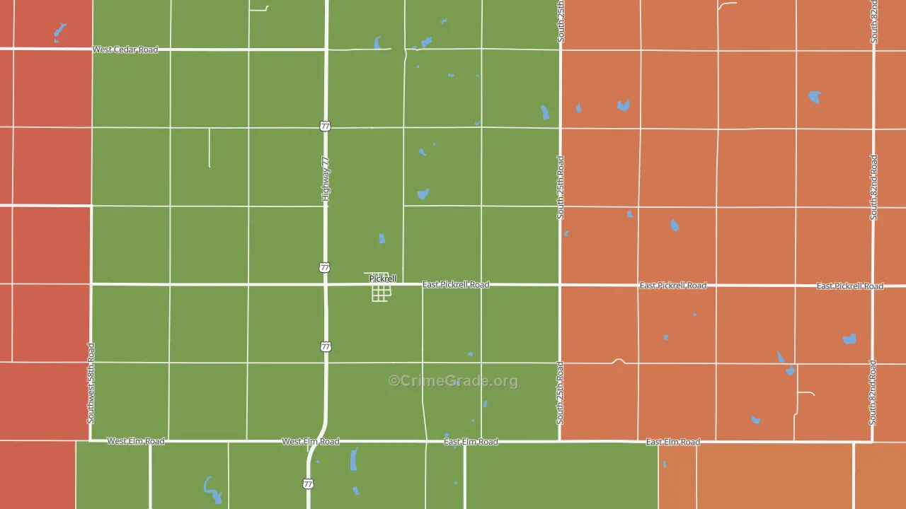 Pickrell, NE Map of Robbery Rates