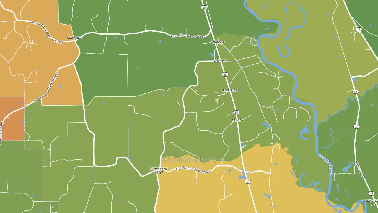 Pickwick, MS Map of Robbery Rates