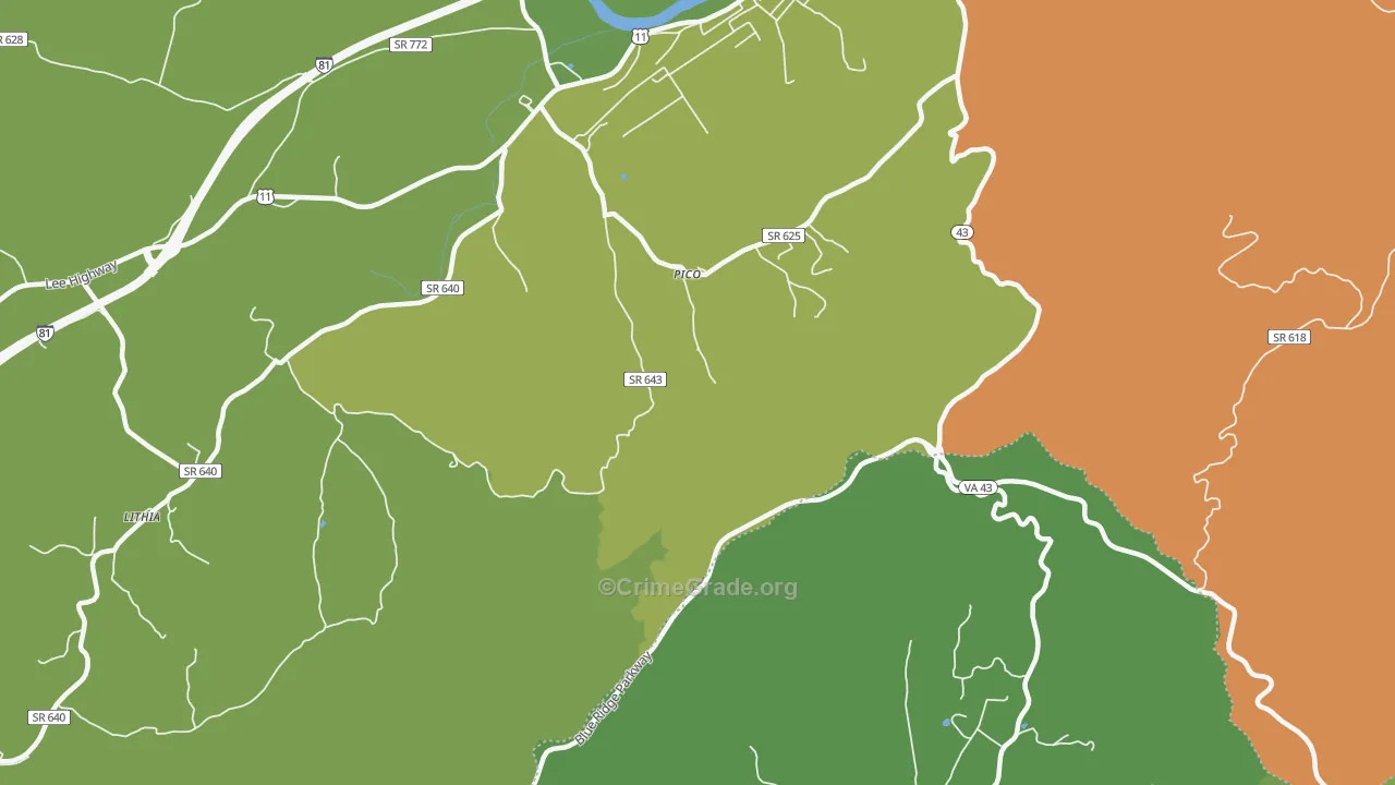 Pico, VA Map of Robbery Rates