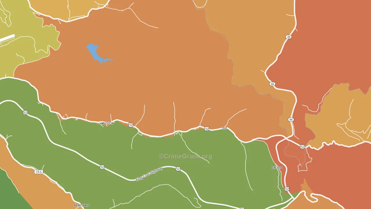 Pie, WV Map of Robbery Rates
