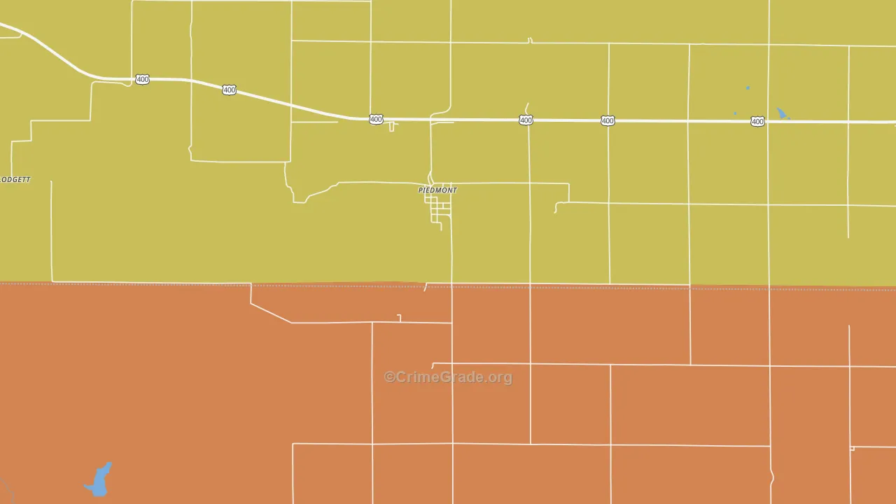 Piedmont, KS Map of Robbery Rates
