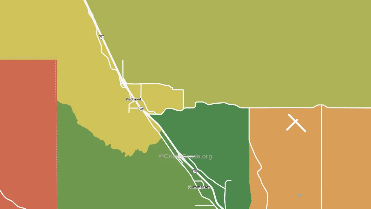 Piedmont, SD Map of Robbery Rates