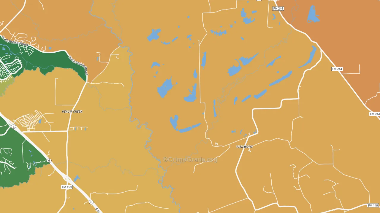 Piedmont, TX Map of Robbery Rates