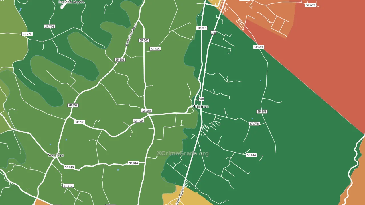 Piedmont, VA Map of Robbery Rates