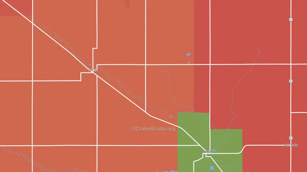 Pierce County, NE Map of Robbery Rates