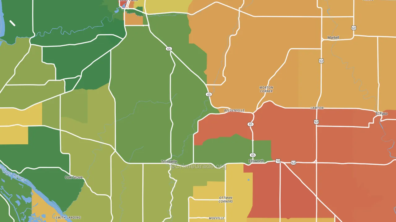 Pierce County, WI Map of Robbery Rates