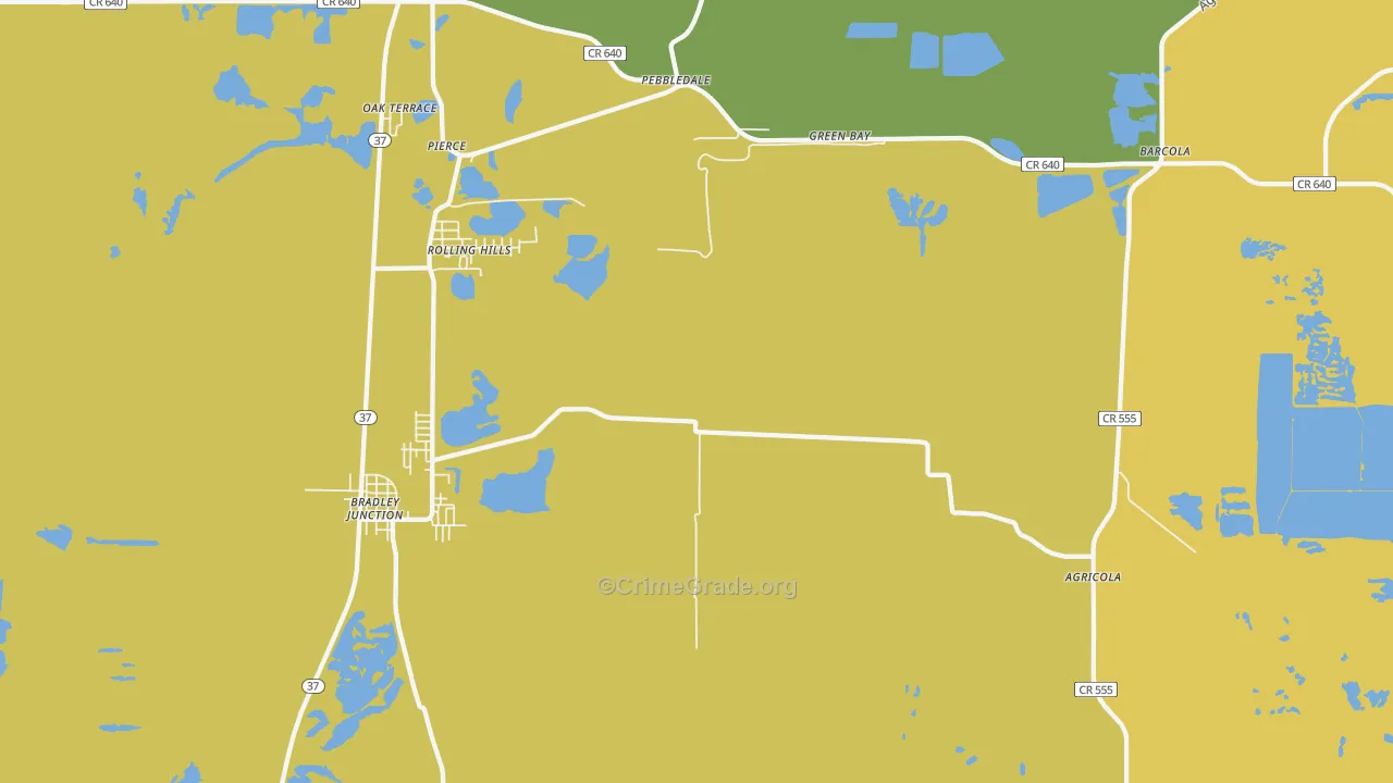 Pierce, FL Map of Robbery Rates