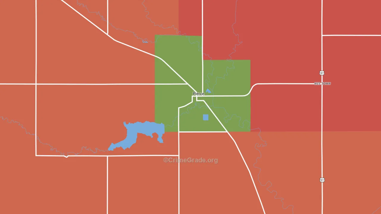 Pierce, NE Map of Robbery Rates
