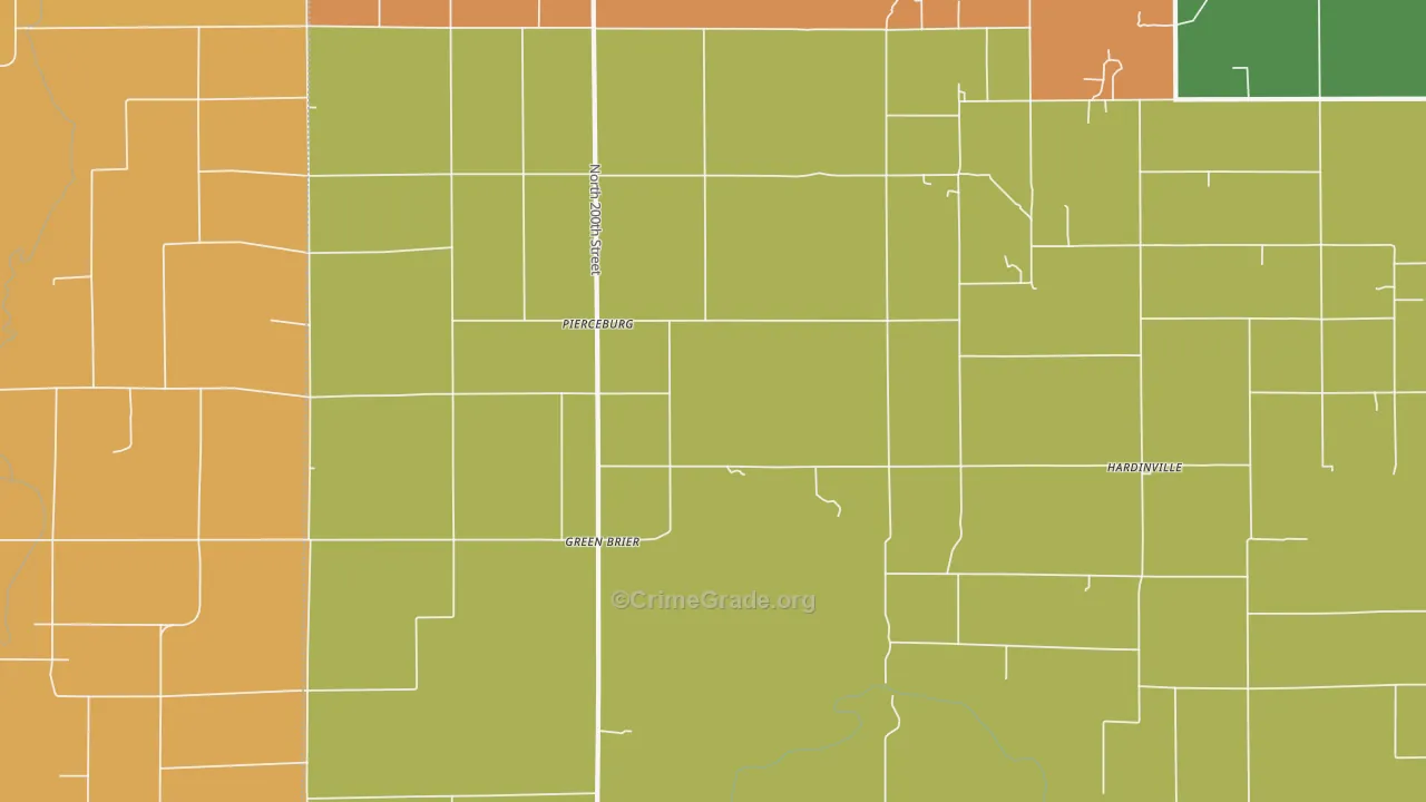 Pierceburg, IL Map of Robbery Rates