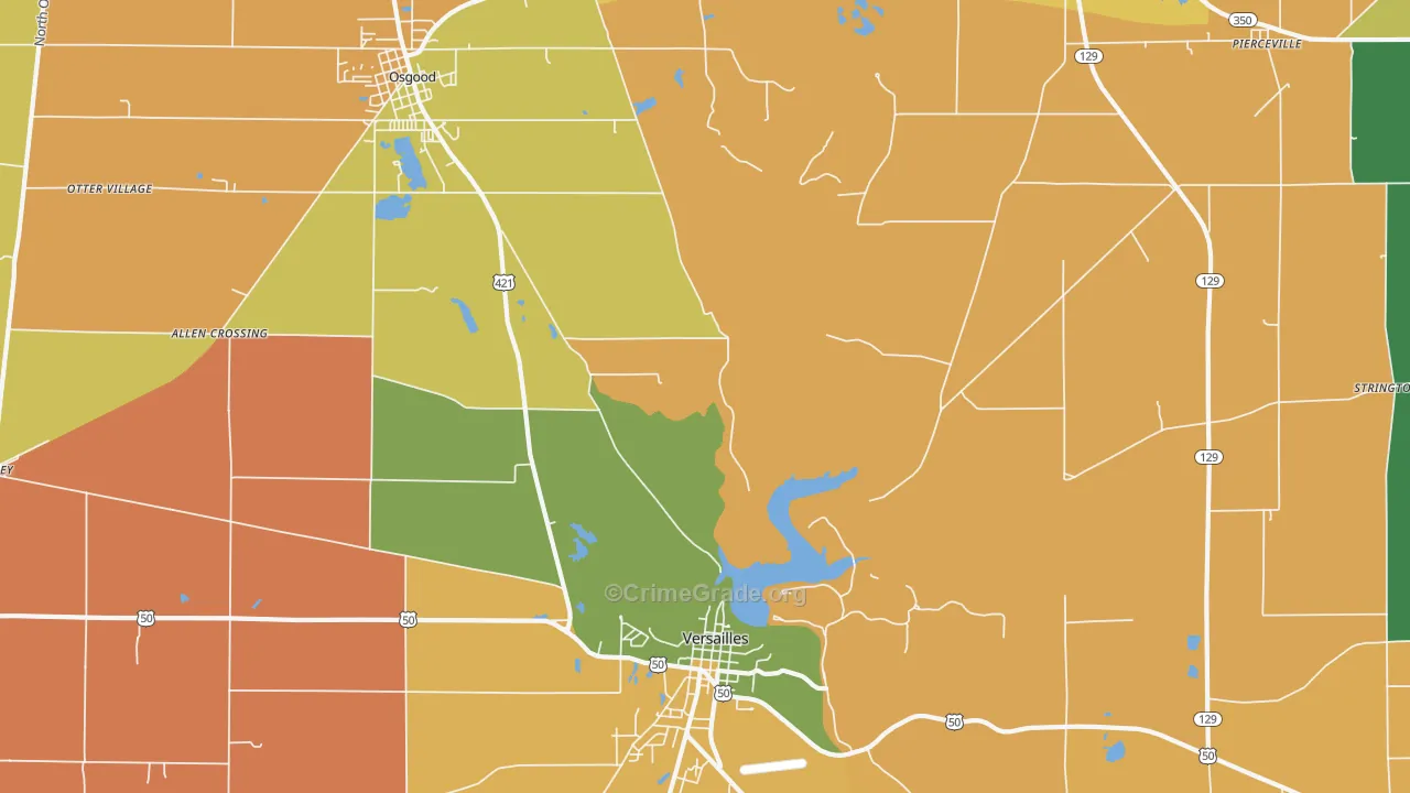 Pierceville, IN Map of Robbery Rates