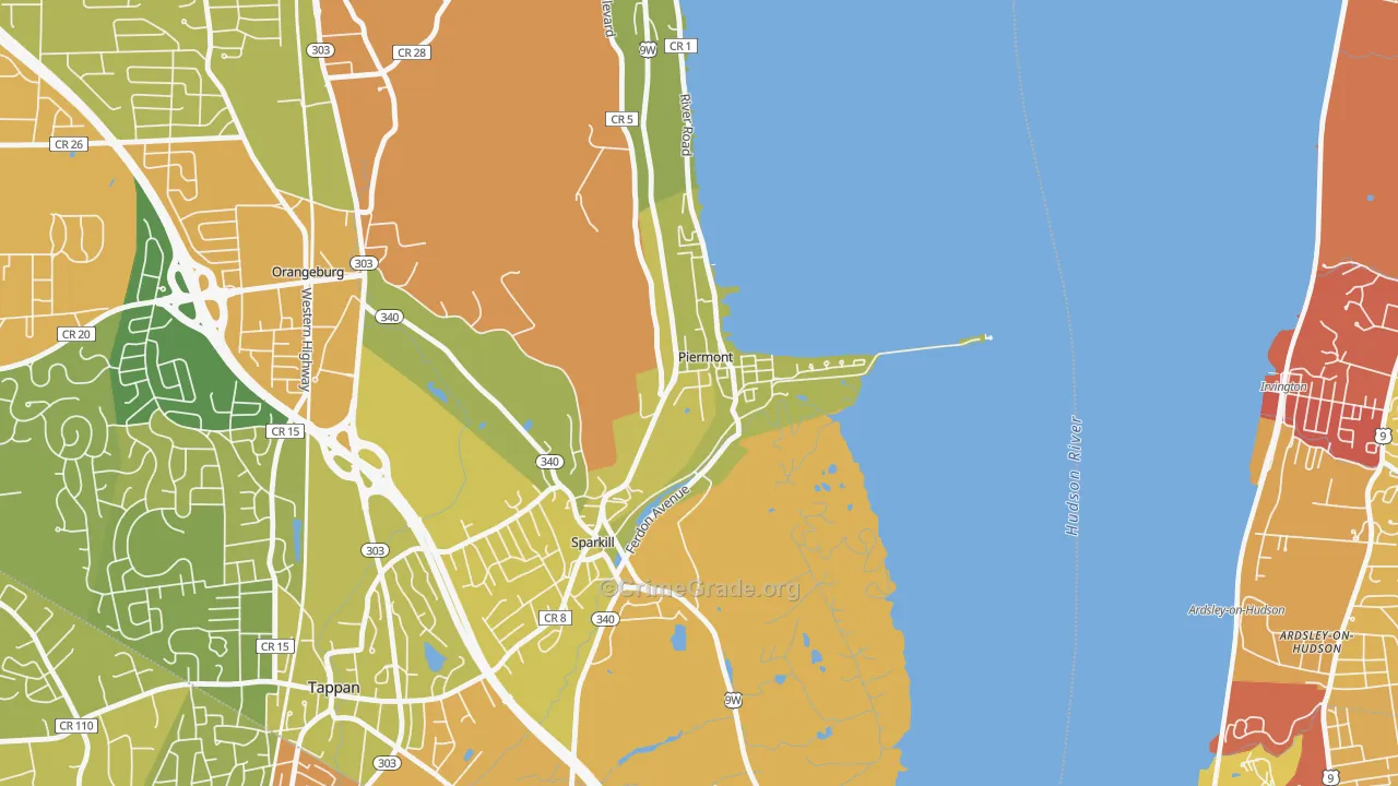 Piermont, NY Map of Robbery Rates