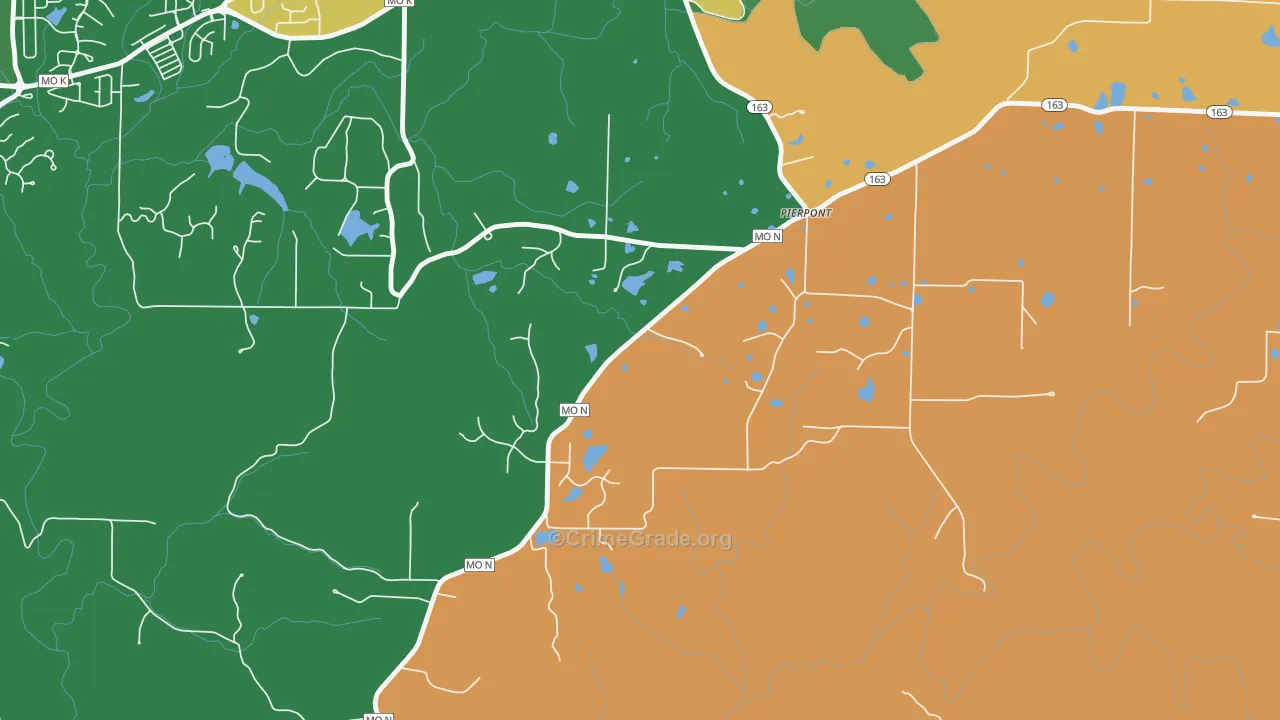 Pierpont, MO Map of Robbery Rates