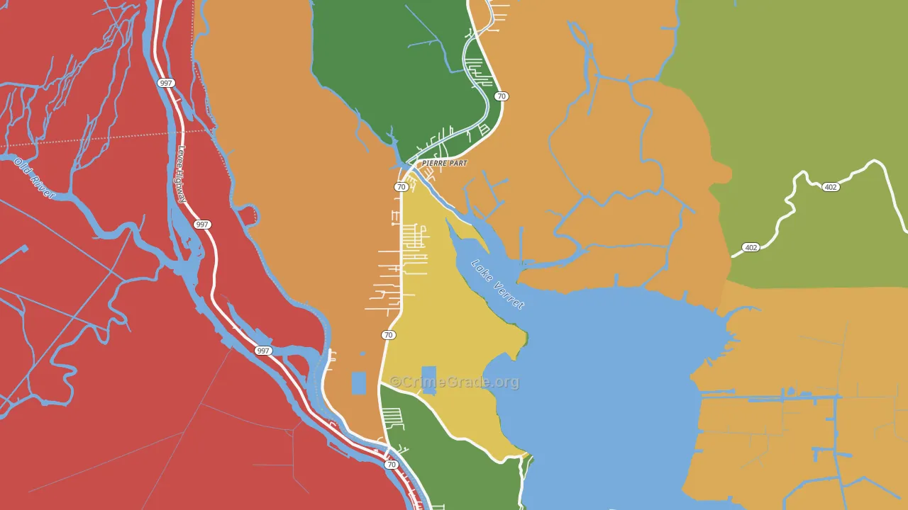 Pierre Part, LA Map of Robbery Rates