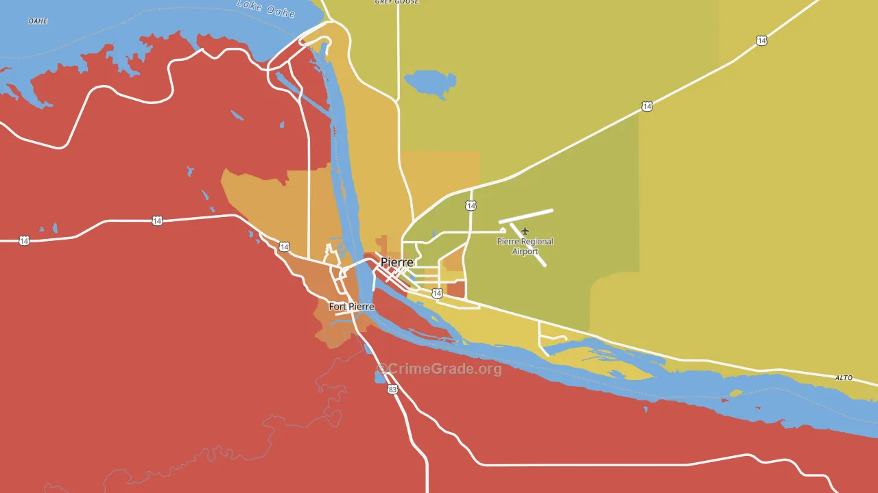 Pierre, SD Map of Robbery Rates