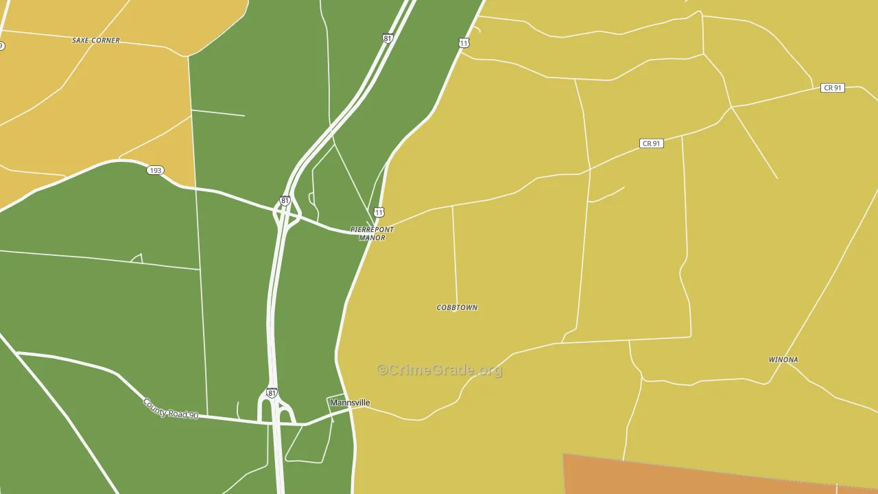 Pierrepont Manor, NY Map of Robbery Rates
