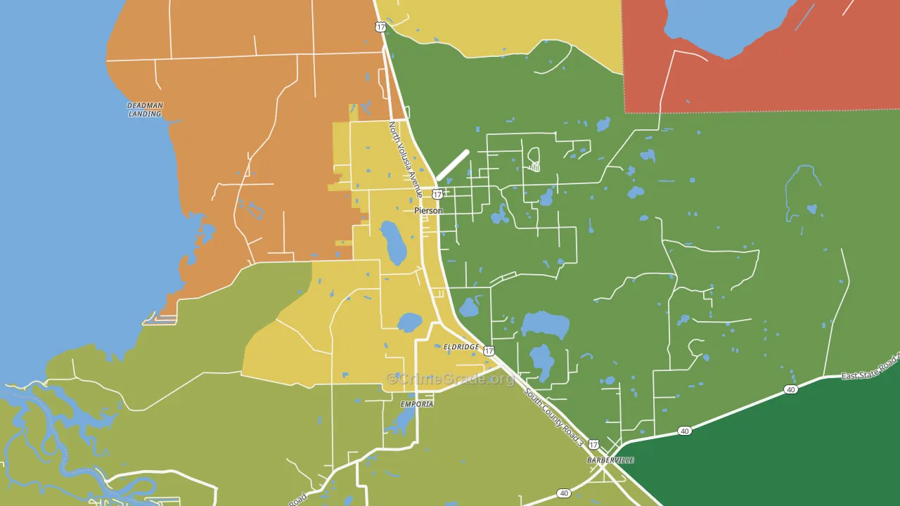 Pierson, FL Map of Robbery Rates