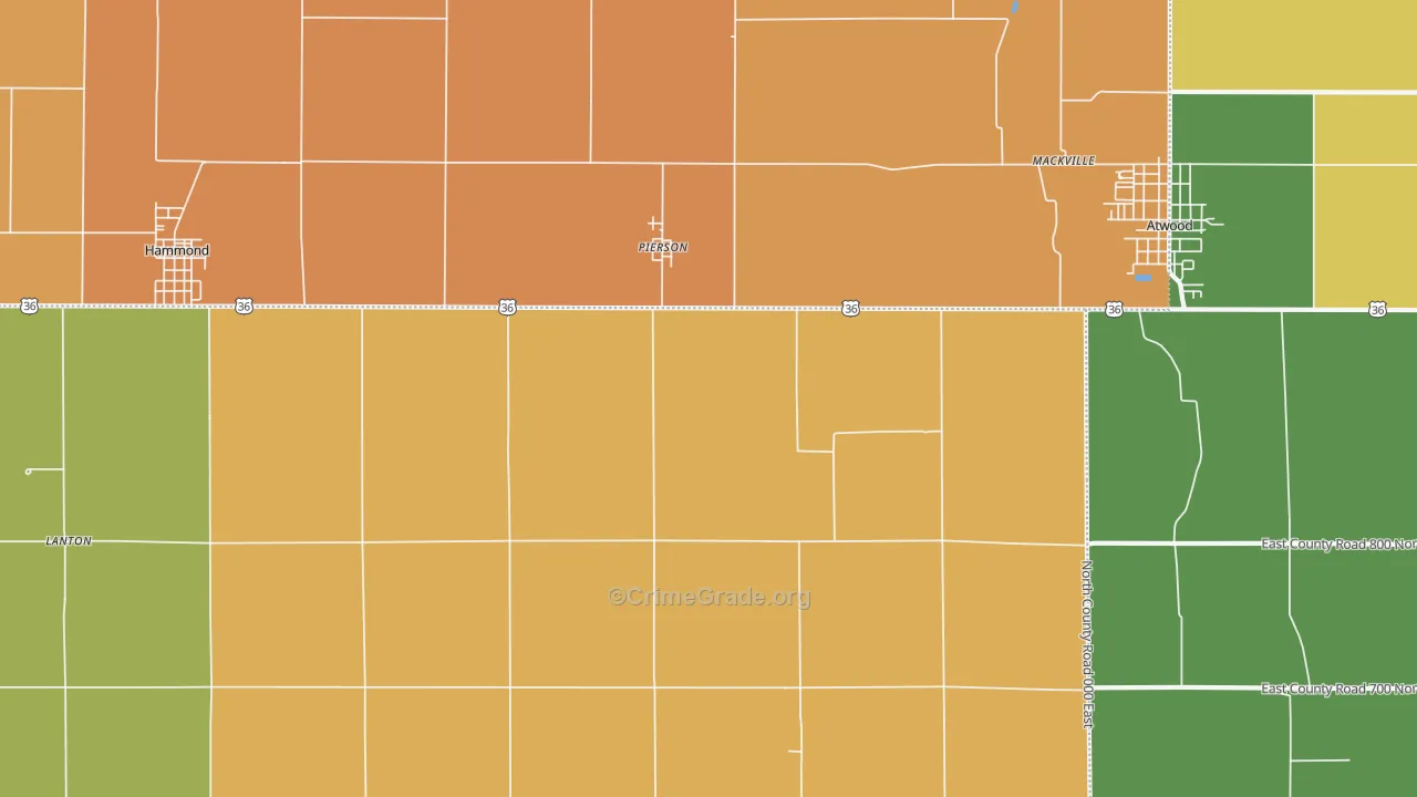 Pierson, IL Map of Robbery Rates