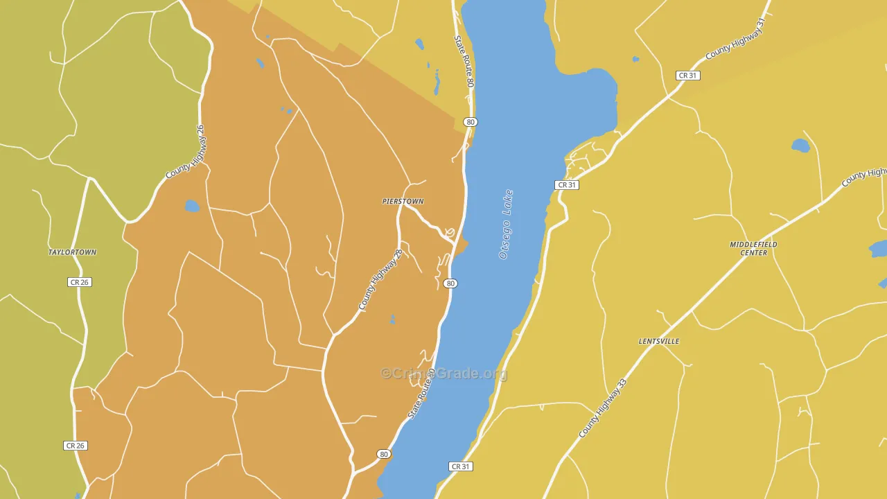 Pierstown, NY Map of Robbery Rates