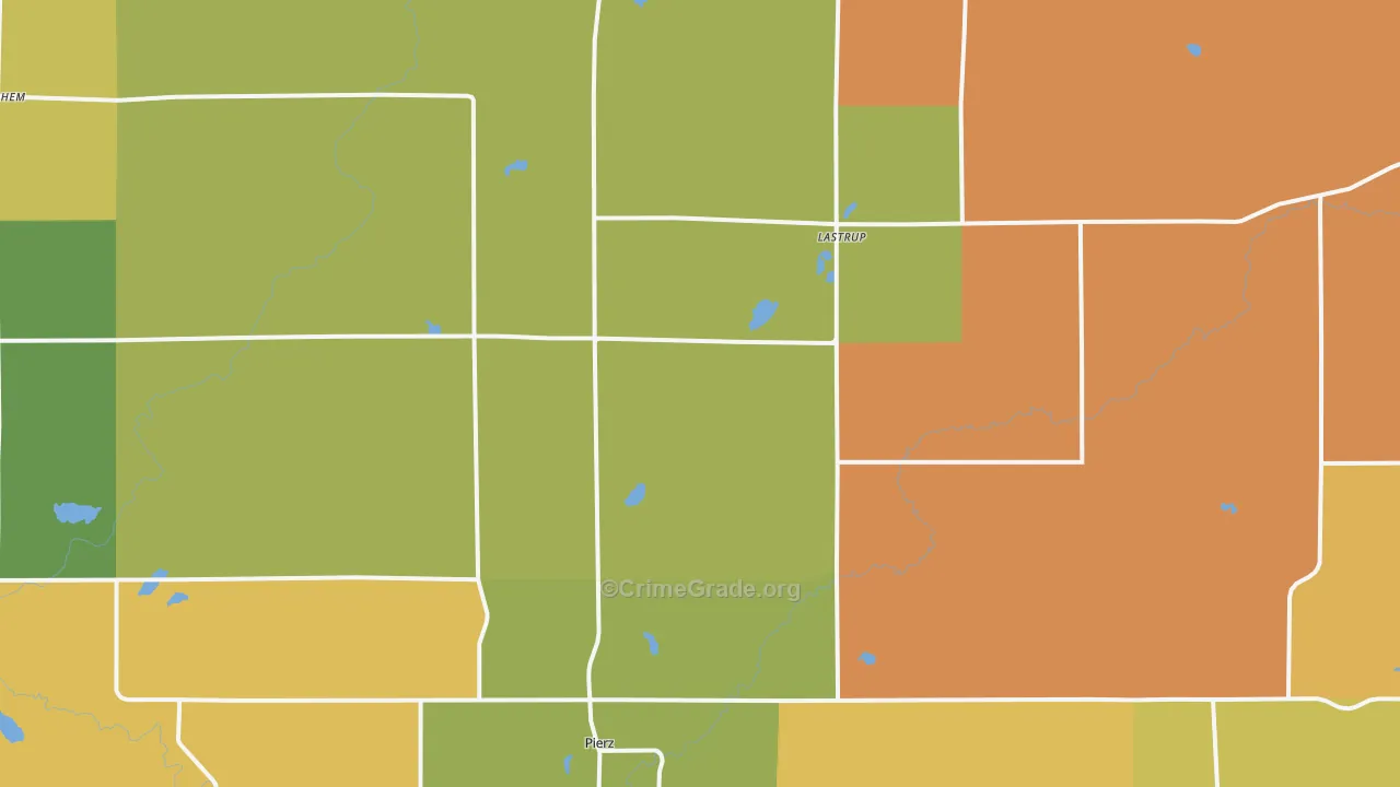 Pierz, MN Map of Robbery Rates
